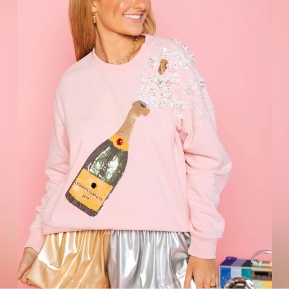 QUEEN OF SPARKLES Tops - Queen of Sparkles Popping Champagne Sweatshirt